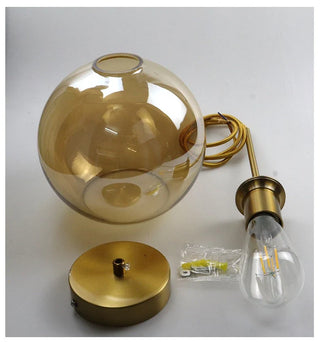 Smoked Glass Pendant Light – Modern Pendant Light with Iron Finish Fixture for Dining Room