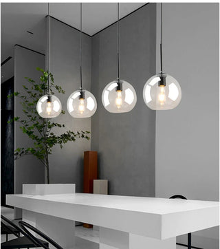 Smoked Glass Pendant Light – Modern Pendant Light with Iron Finish Fixture for Dining Room