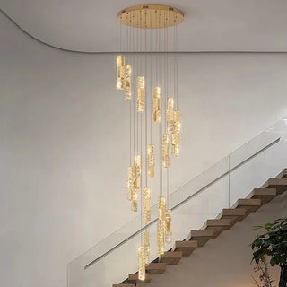 Lustre Moderne en Cristal – Suspension Élégante pour Salon avec Éclairage LED Intégré