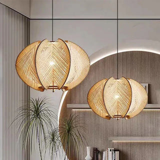 Nordic Wooden Pendant Light – Scandinavian Pendant Lamp with LED Cord Suspension
