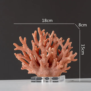 handcrafted resin coral figurine sculpture with crystal accents set view