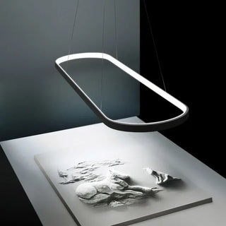 LED Pendant Light - Ultra Slim Oval Aluminium Ceiling Lamp with Acrylic Diffuser