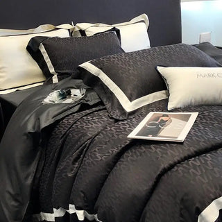 egyptian cotton duvet cover luxury bedding set soft pillowcases breathable fabric front view
