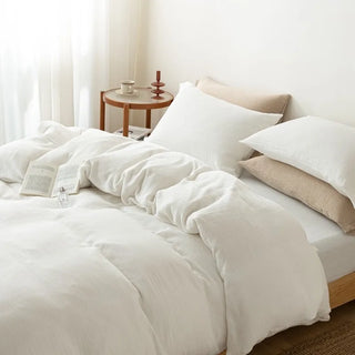 linen duvet cover classic white european bedding 500 thread count french linen angle view
