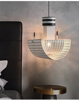 Black White Pendant Lamp – Modern LED Cord Light With Rotary Switch Control