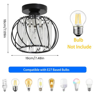 Vintage Ceiling Light – Black Steel Fixture | Energy Efficient Dining Room Lighting