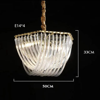 Modern Glass Chandelier – U-Shaped LED Dimmable Ceiling Light for Living Room Lighting