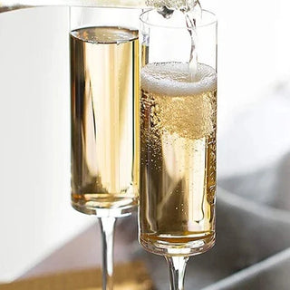 luxury crystal champagne flutes 4-piece set elegant barware side view