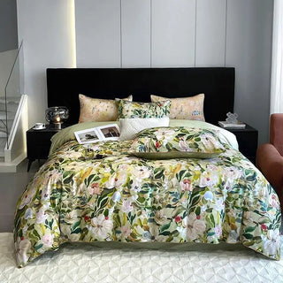 egyptian cotton duvet cover blossom floral bedding set 600tc soft breathable front view