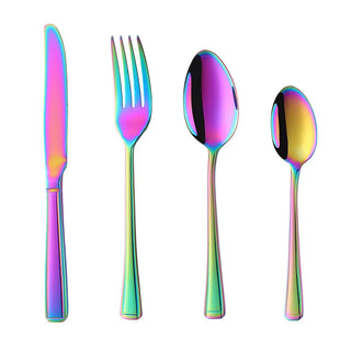 luxury stainless steel cutlery modern dining set durable eco-friendly flatware angle view