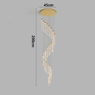 Gold Crystal Chandelier – Rotating Pendant Light for Large Space Lighting