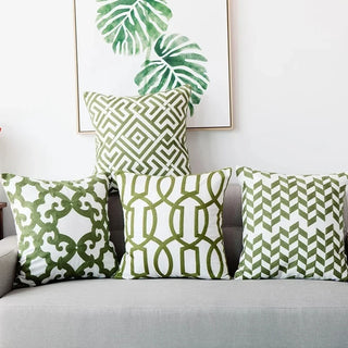 green cushion covers tuscany floral embroidered polyester cotton decor 45x45 cm set view