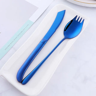 designer cutlery set stainless steel 4 piece spork flatware luxury dining utensils alternate view