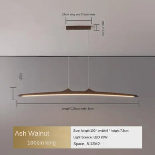 Walnut Pendant Light – Minimalist Dining Room Lighting With Integrated LED Fixture