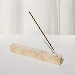 travertine incense holder earthworks handcrafted stone burner minimalist tray close-up