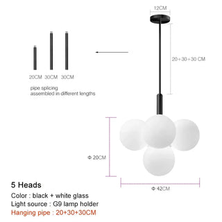 Nordic Glass Chandelier – Modern Ceiling Light with Frosted Glass Shades