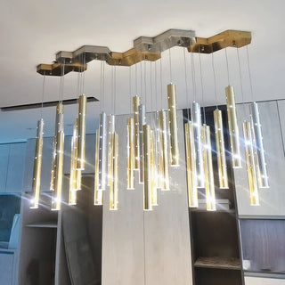 Modern LED Chandelier – Brushed Steel Recessed Ceiling Light for Living Room
