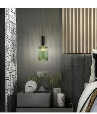 Colorful Suspension Light – Glass Pendant Lamp with Adjustable Height & Gold Base Canopy