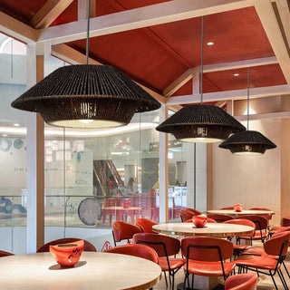 Japanese Pendant Lamp – Handcrafted Braided Metal Shade with Warm Ambient Light