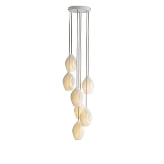 Ceramic Pendant Light – Ribbed Ceramic Finish Modern Pendant Lamp with Adjustable LED
