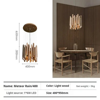 Wooden Pendant Light – Sculptural Ceiling Light with Adjustable Cable | Living Room Lighting