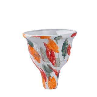 ceramic handcraft vase handmade graffiti art porcelain bright autumn decor close-up