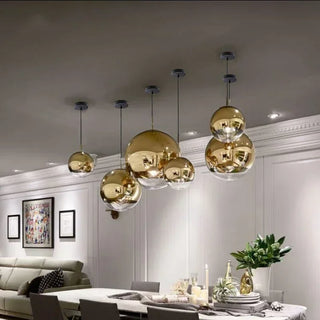 Minimalist Pendant Light – Electroplated Glass LED Dining Room Fixture