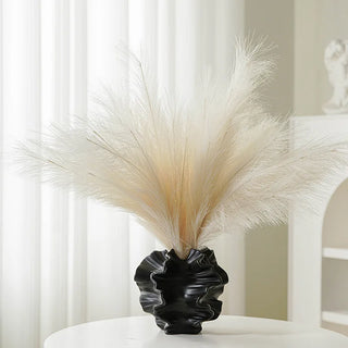 designer coral vase black porcelain ceramic modern minimalist home decor side view