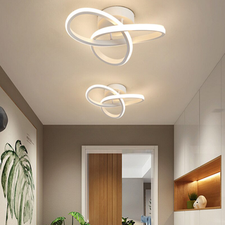 Contemporary Ceiling Light – Double Panel LED Fixture | Modern Curved Metal Lamp