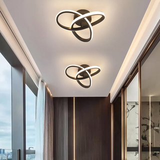Contemporary Ceiling Light – Double Panel LED Fixture | Modern Curved Metal Lamp