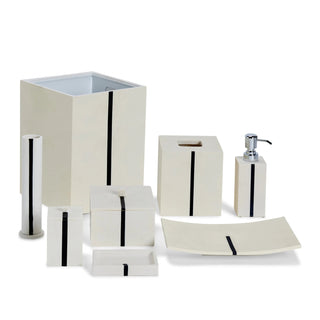 Santorini modern quartz resin bathroom accessory set black trim front view