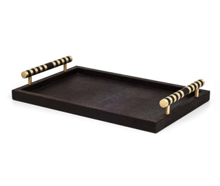 shagreen embossed tray pinetti saturno luxury serving tray satin brass handles detail