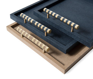 shagreen embossed tray pinetti saturno luxury serving tray satin brass handles set view