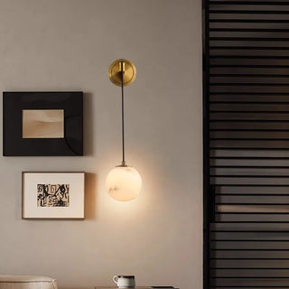 Marble Wall Lamp – Minimalist Copper Wall Light With Soft Ambient Lighting