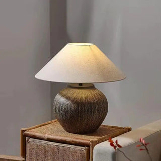 Ceramic Table Lamp – Japanese Style Lamp with Adjustable LED & Remote Control