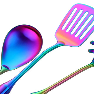 stainless steel cooking set durable rainbow kitchenware tools foresta metallum angle view