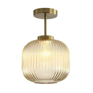 Retro Glass Ceiling Light – Ribbed Glass Lamp with Adjustable Brightness for Living Room