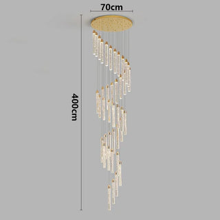 Gold Crystal Chandelier – Rotating Pendant Light for Large Space Lighting