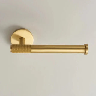 modern brass minimalist bathroom accessories copper metal fixtures hardware close-up
