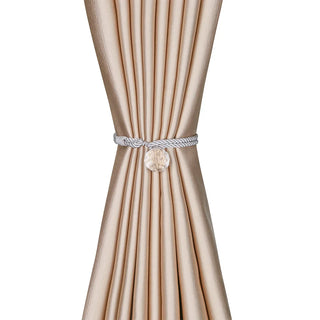 crystal curtain tieback silver polyester holdback fiamma neri side view