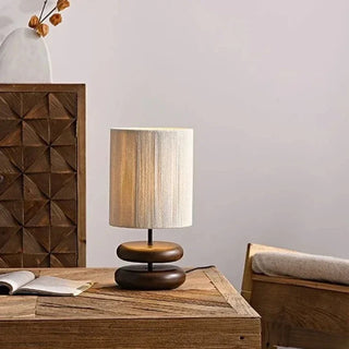 Japanese walnut lamp side — dark wood handcrafted warm
