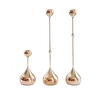 gold candle holder set handcrafted glass iron modern candle holders trio front view