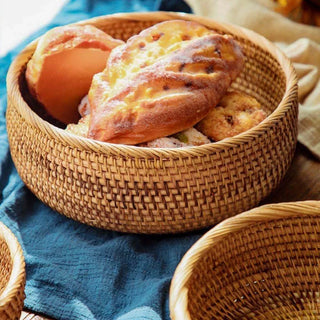 Woven rattan fruit basket
