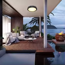 Black LED Wall Light – Minimalist Circular Ceiling Light Fixture | Warm Ambient Lighting