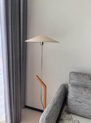 Minimalist Wooden Floor Lamp – Modern LED Lighting With Fabric Lampshade