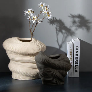 ceramic winding vase handmade porcelain decorative pot earthworks detail