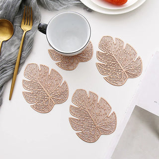 heat insulation placemats leaf design non slip table coasters recycled pvc angle view