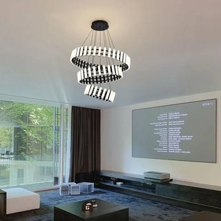 Modern Iron Chandelier – Circular LED Lighting Fixture for Living Room | Easy Install