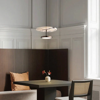 Natural Stone Pendant Light – Black LED Adjustable Hanging Light Bedroom