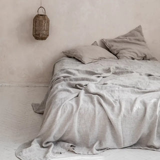 linen bed sheet pure stone washed bedding hot sleepers stone grey front view